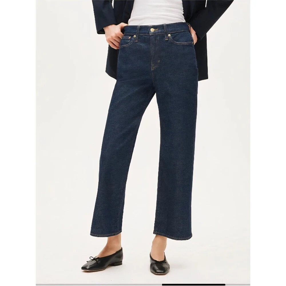 J.Crew Slim Wide Leg Jean Resin Rinse Dark Blue CC580 $148 Size 26 NWT